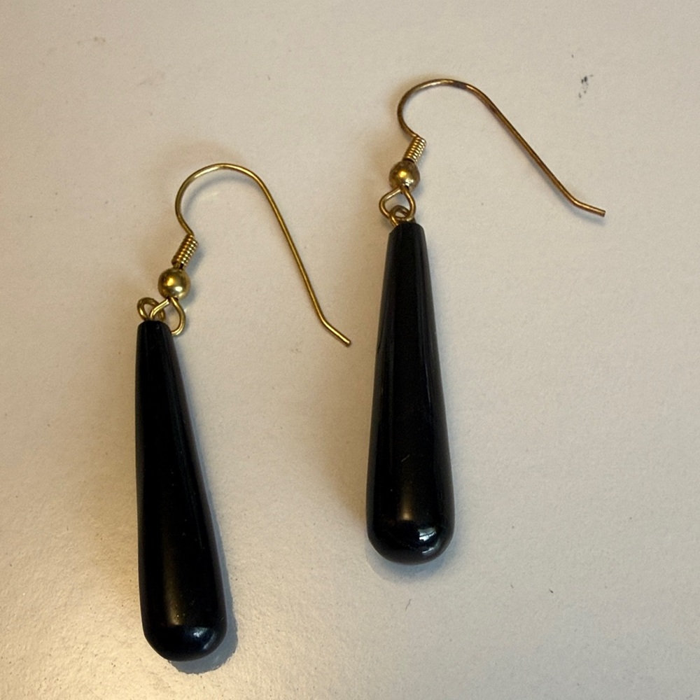 Sophisticated Black Onyx and Gold Teardrop Earrings